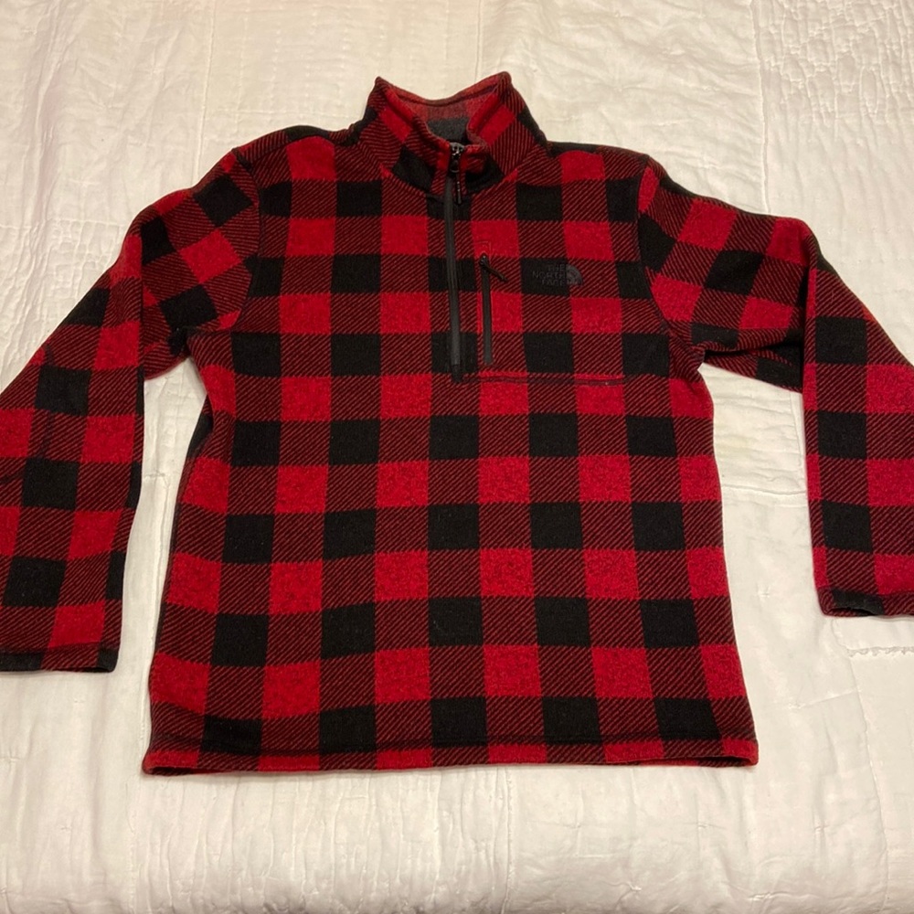 The North Face. L. Buffalo Plaid. 1/4 Zip Sweater. EUC.